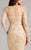 Lara Dresses - 32953 Beaded Long Sleeves Sheath Long Dress In Neutral