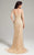 Lara Dresses - 32953 Beaded Long Sleeves Sheath Long Dress In Neutral