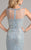 Lara Dresses - Bejeweled Illusion Bateau Sheath Dress 32955 in Silver