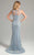 Lara Dresses - Bejeweled Illusion Bateau Sheath Dress 32955 in Silver