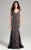 Lara Dresses - 32962 Beaded V Neck Cap Sleeves Long Dress In Black