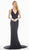Ashley Lauren - 1561 Sequined Crisscross Strapped Sheath Gown In Black