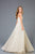 Scala - 48952 Beaded Deep V-neck Tulle A-line Dress In Neutral