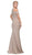 Eureka Fashion - Embellished Jewel Neck Satin Sheath Evening Dress