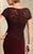 Christina Wu Elegance - 17825 Bateau Short Sleeves Evening Dress in Red
