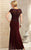 Christina Wu Elegance - 17825 Bateau Short Sleeves Evening Dress in Red