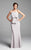 Daymor Couture - Asymmetric Neck Trumpet Dress 451 in Gray
