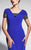 Daymor Couture - Short Sleeve V-Neck Long Dress 459 in Blue