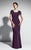 Daymor Couture - Short Sleeve V-Neck Long Dress 459 in Purple