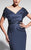 Daymor Couture - Off Shoulder Cinched Peplum Evening Dress 461 in Gray