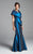 Daymor Couture - 467 Sleek Draped Illusion Neck Mermaid Dress In Blue