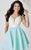Tiffany Homecoming - Embellished Lace Deep V-neck A-line Short Dress 27103 In White and Green