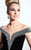 Panoply - Off the Shoulder Rhinestone Beaded Velvet Evening Gown 44285 In Black and Silver