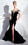 Panoply - Off the Shoulder Rhinestone Beaded Velvet Evening Gown 44285 In Black and Silver