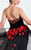 Panoply - Contrast Rosette Sweetheart Velvet Trumpet Gown 44289J In Black and Red