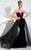 Panoply - Contrast Rosette Sweetheart Velvet Trumpet Gown 44289J In Black and Red