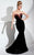 Panoply - Contrast Rosette Sweetheart Velvet Trumpet Gown 44289J In Black and Red