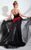 Panoply - Contrast Rosette Sweetheart Velvet Trumpet Gown 44289J In Black and Red