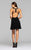7880 Short cocktail dress with velvet sequin halter  illusion cutouts and chiffon skirt