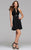 7880 Short cocktail dress with velvet sequin halter  illusion cutouts and chiffon skirt