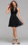 7880 Short cocktail dress with velvet sequin halter  illusion cutouts and chiffon skirt