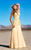 MNM Couture - 7416 Embellished V-neck A-line Dress in Gold