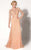 MNM Couture - Bejeweled Illusion Bateau Trumpet Gown 10836W in Orange