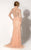 MNM Couture - Bejeweled Illusion Bateau Trumpet Gown 10836W in Orange