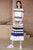 Tadashi Shoji - Vonn Pleated Crepe Tea-Length Dress In Blue and White