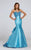 Ellie Wilde - Ruffle Back Long Mermaid Gown EW117060  In Blue