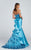 Ellie Wilde - Ruffle Back Long Mermaid Gown EW117060  In Blue