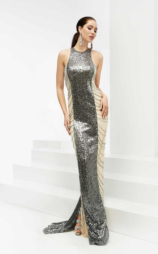 Halter Sequined Long Gown 5933