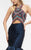 Jasz Couture - Beaded Halter Mermaid Evening Gown 5934 in Blue and Multi-Color