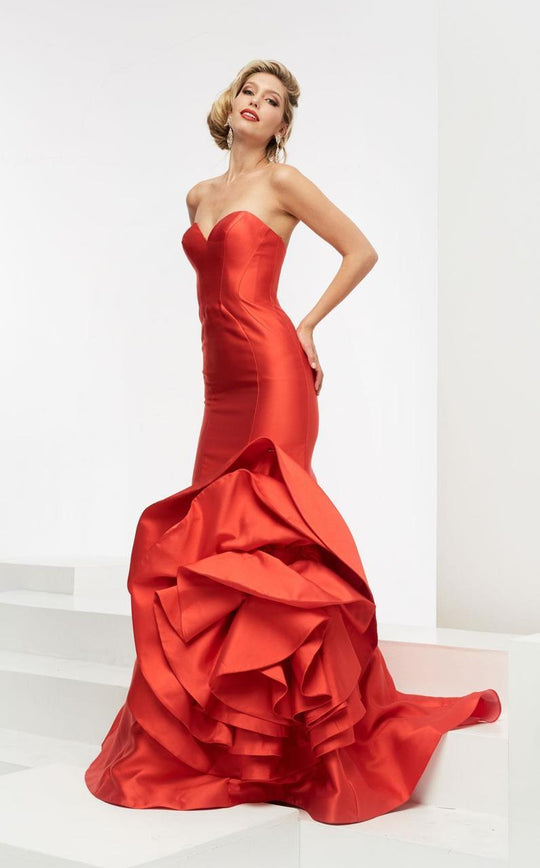 Jasz Couture - Strapless Mermaid Gown 5948 in Red