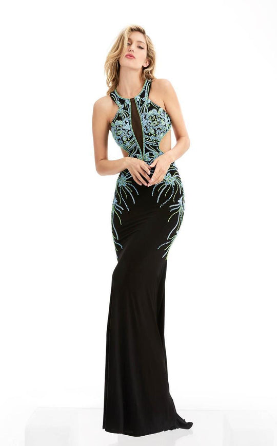 Jasz Couture - Halter Neck Embellished Gown 5953 in Black