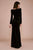 Tadashi Shoji - Wide V Neck Long Sleeve Velvet Evening Dress In Black