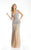 Jasz Couture - Sequined Deep V-neckline Empire Long Gown 5985 in Black and Brown