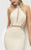 Jasz Couture - Embellished Halter Neck Daring Long Gown 5986 in Neutral