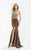 Jasz Couture - Bejeweled Halter Neck Gown 5994 in Brown