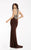 Jasz Couture - Bejeweled Halter Evening Gown 5995 in Brown