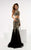 Jasz Couture - Ornate Floral Two-Piece Gown 6009 in Black and Gold