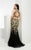 Jasz Couture - Ornate Floral Two-Piece Gown 6009 in Black and Gold