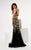 Jasz Couture - Ornate Floral Two-Piece Gown 6009 in Black and Gold