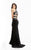 Jasz Couture - Sexy Striped Cutouts Jersey Gown 6012 in Black