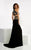Jasz Couture - Sexy Striped Cutouts Jersey Gown 6012 in Black