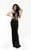 Jasz Couture - Sexy Striped Cutouts Jersey Gown 6012 in Black