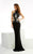 Jasz Couture - Sexy Striped Cutouts Jersey Gown 6012 in Black