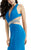 Jasz Couture - Plunging V-Neck Cinched Long Gown 6023 in Blue