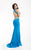 Jasz Couture - Plunging V-Neck Cinched Long Gown 6023 in Blue