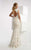 Jasz Couture - V-Neck Floral Lace Evening Gown 6025 in White
